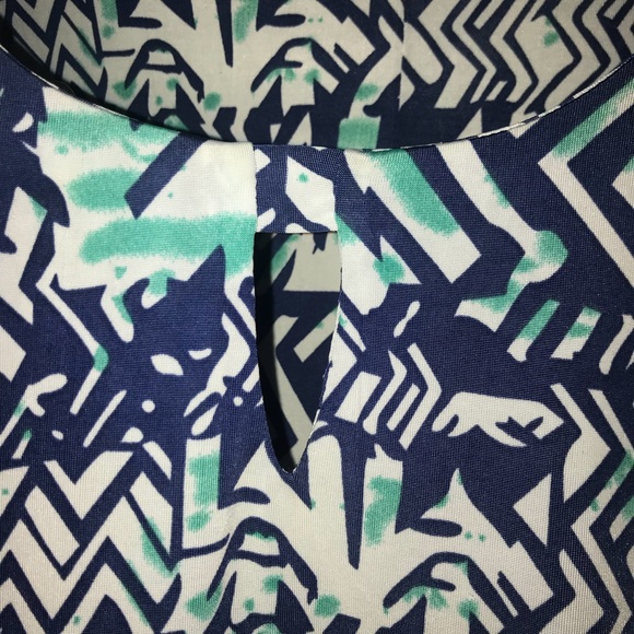 Jude Connally Navy Turquoise and White Dress - Picture 2 of 2